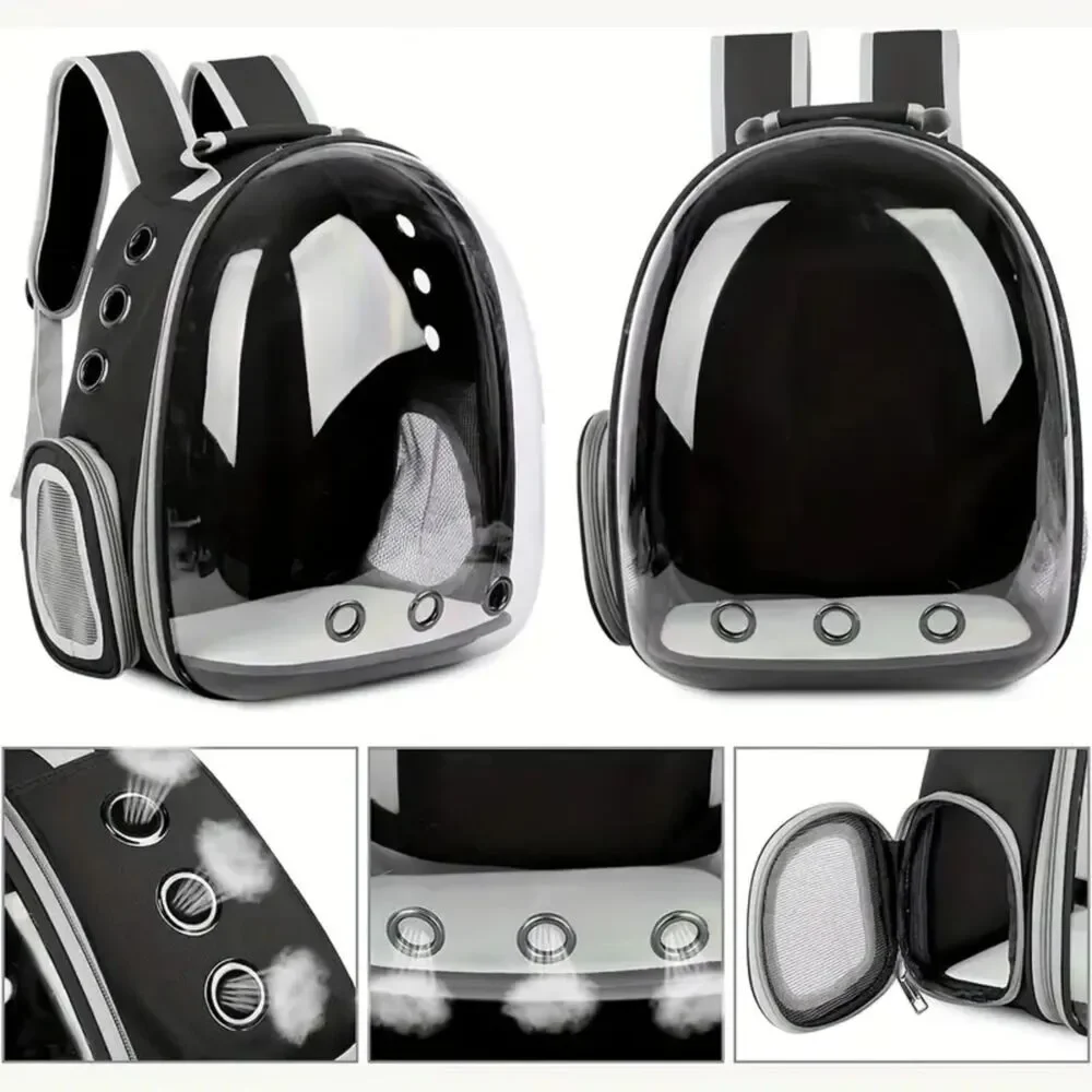 Portable Pet Carrier Cat and Small Dog Travel Backpack Bag - Black